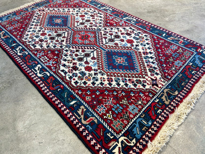 2'8"x4'3" Hand-Knotted 100% Wool Pile Yalamehe Carpet - Area Rug