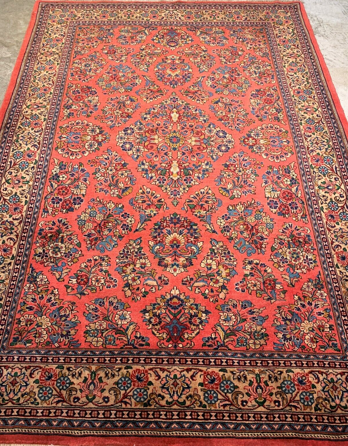 5'9"x8'2" Hand-Knotted 100% Wool Pile Sarouke Carpet - Area Rug