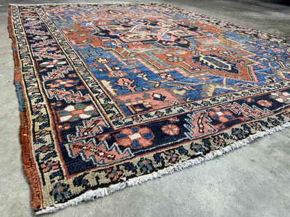 Collector Item- 5’x6’10” Antique Hand-Knotted 100% Wool Pile Serapie Area Rug