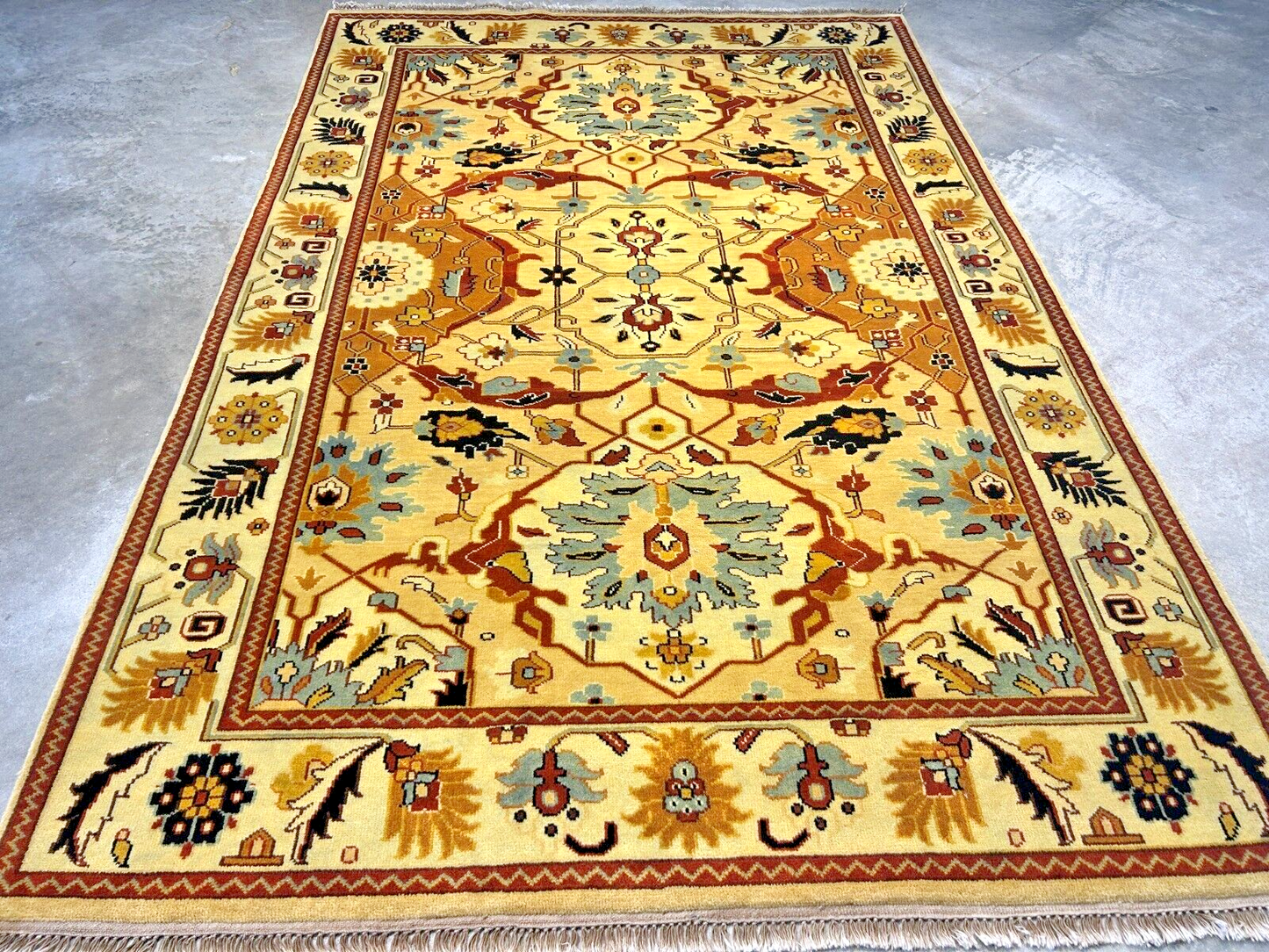 6'2"x9'0" Hand-Knotted 100% Wool Pile Indian Bakhsayeshe Carpet - Area Rug