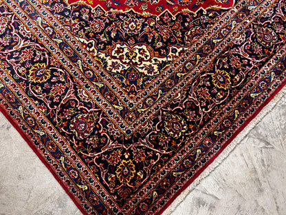 8'4"x12' Hand-Knotted 100% Wool Pile Kashane Area Rug - Signed