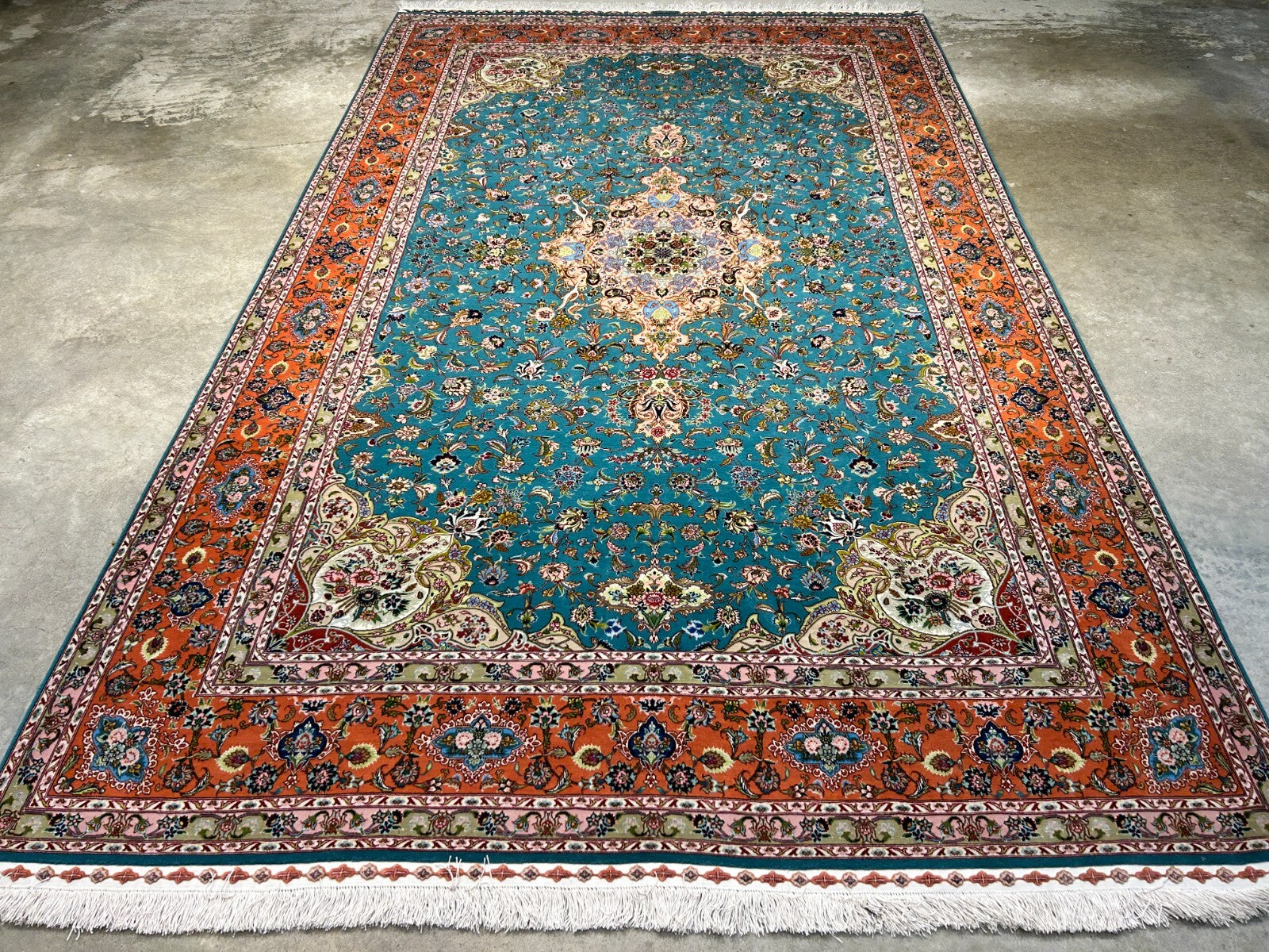 5'9"x9'5" Extra-Fine Hand-Knotted Wool & Silk Blend Tabrize Carpet - Area Rug
