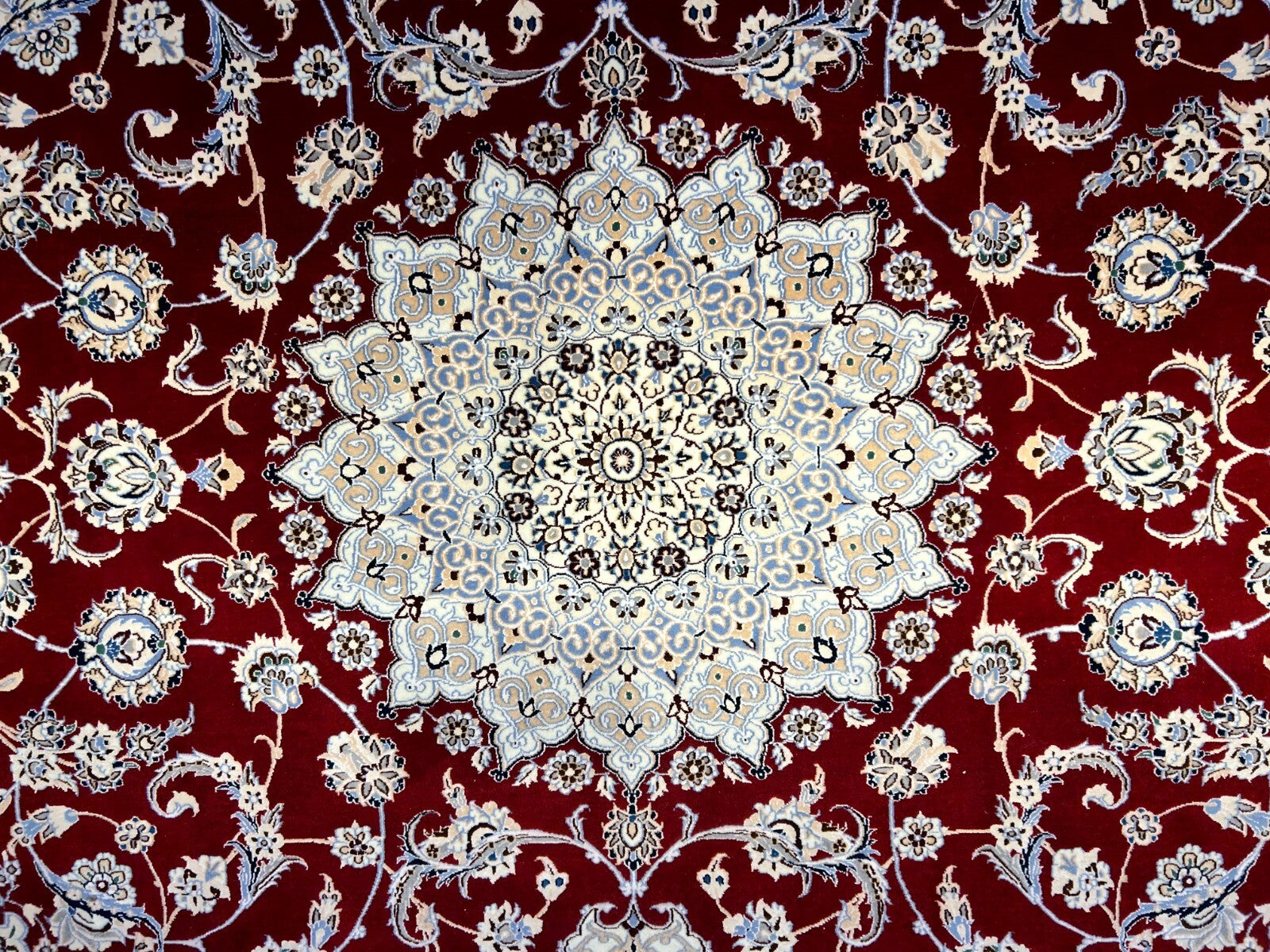 6'7"x9'6" Fine Hand-Knotted Wool & Silk Naine Rug - Area Carpet