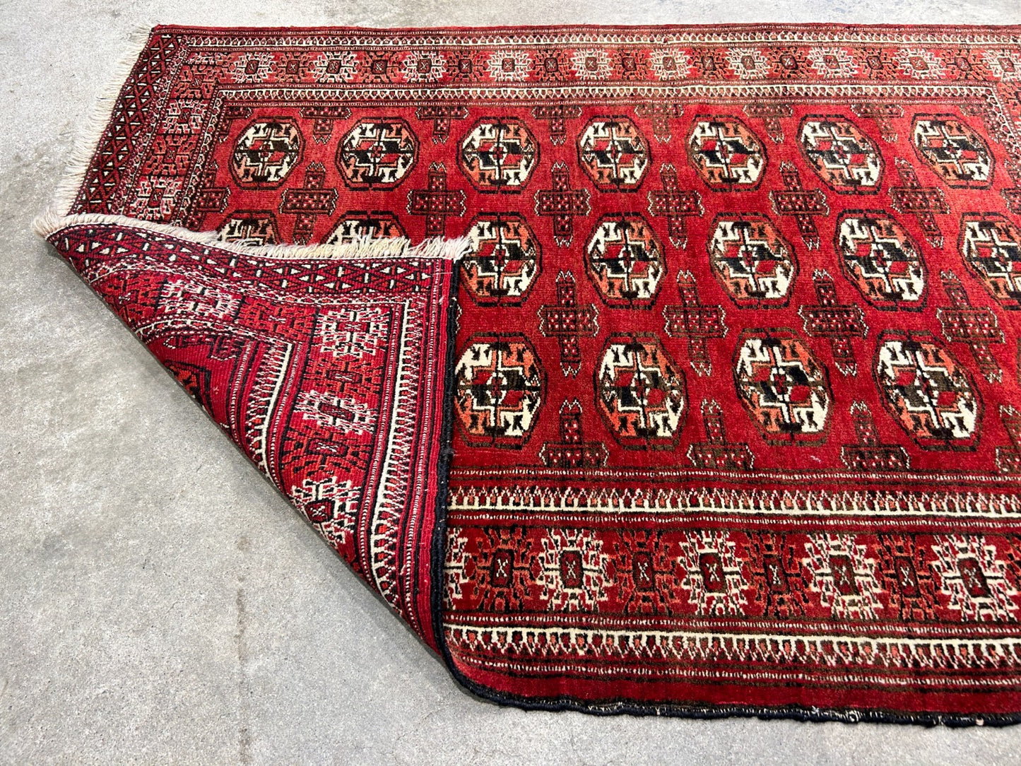 3'x4'2" Hand-Knotted 100% Wool Pile Turkaman Bokhara Rug