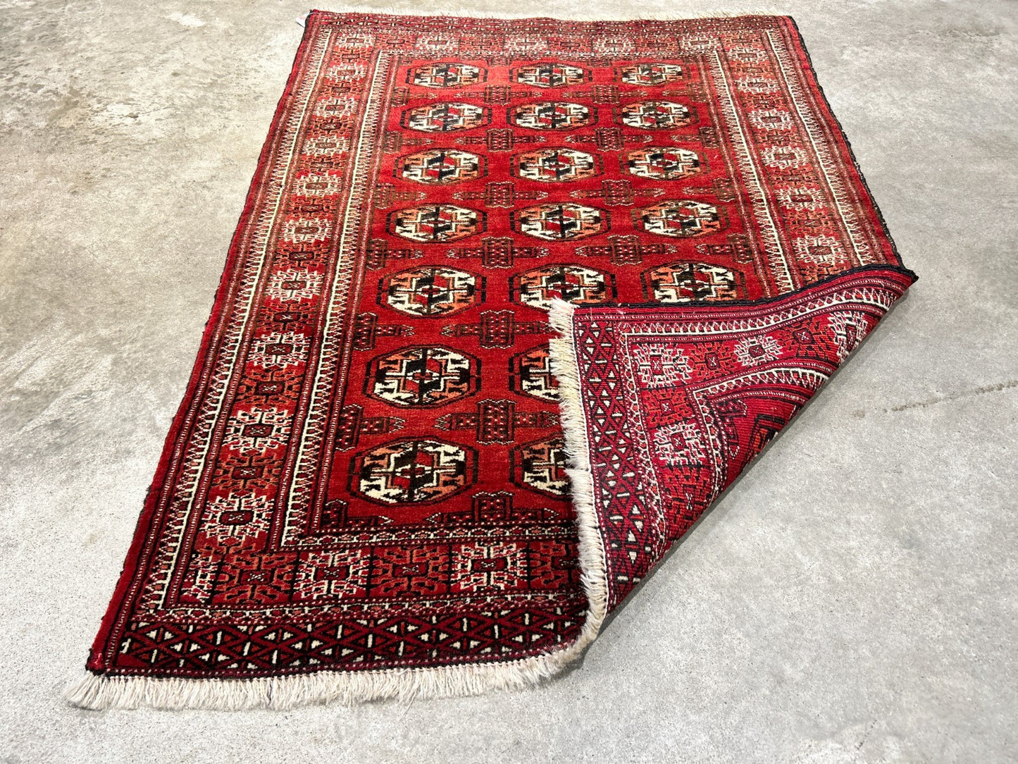 3'x4'2" Hand-Knotted 100% Wool Pile Turkaman Bokhara Rug