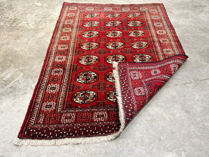 3'x4'2" Hand-Knotted 100% Wool Pile Turkaman Bokhara Rug