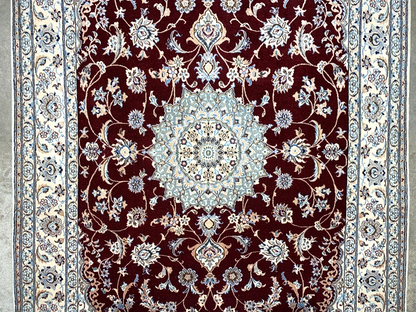 4'1"x6'4" Fine Hand-Knotted Wool & Silk Blend Naine Carpet - Area Rug