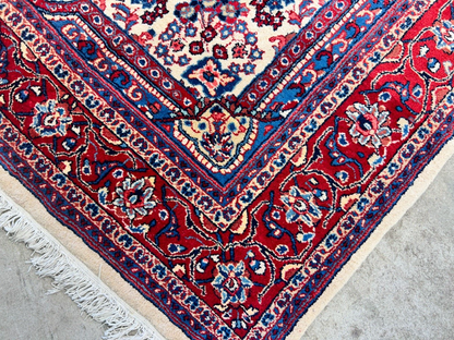 6'2"x9' Hand-Knotted 100% Wool Pile Sarouke Carpet - Area Rug