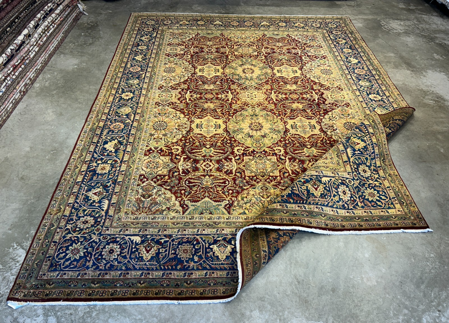 9'1"x12'3" Very Fine Hand-Knotted 100% Fine Wool Pile IndoTabriz Rug