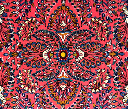 3'6"x5'2'' Hand-Knotted 100% Wool Pile Sarouke Area Rug