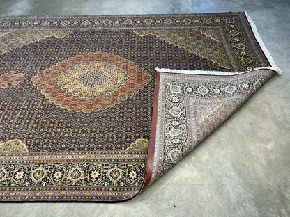 6'7"x9'9" Fine Hand-Knotted Wool & Silk Blend Tabrize Mahi Carpet - Area Rug