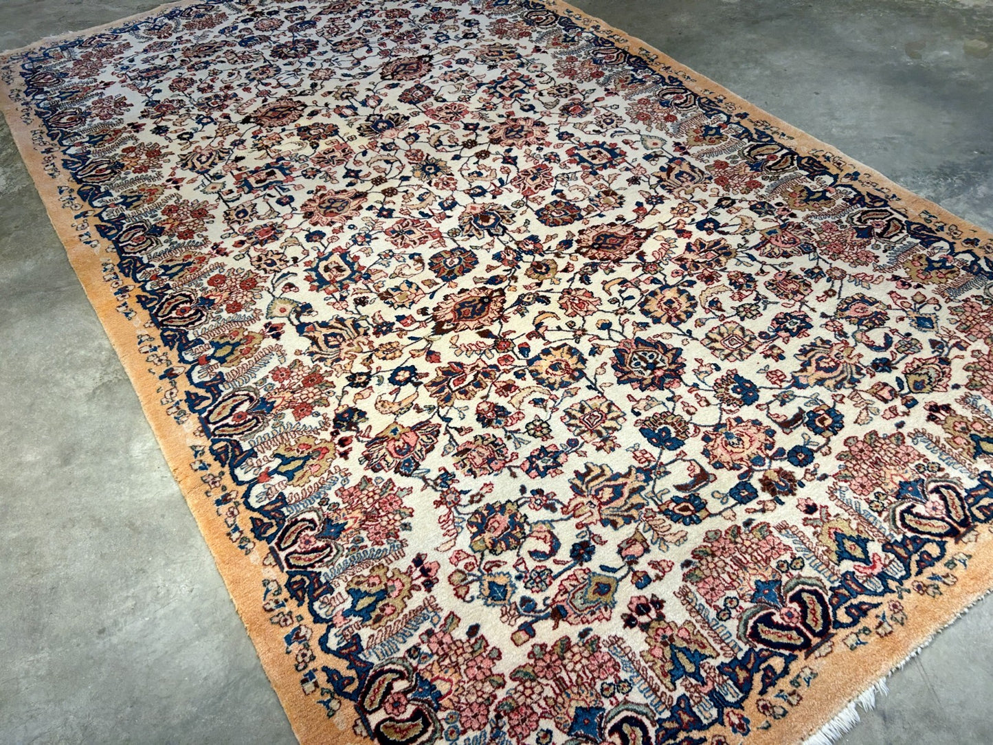 7'x11'10" Antique Hand-Knotted Wool Oriental Kermane Rug - Area Carpet