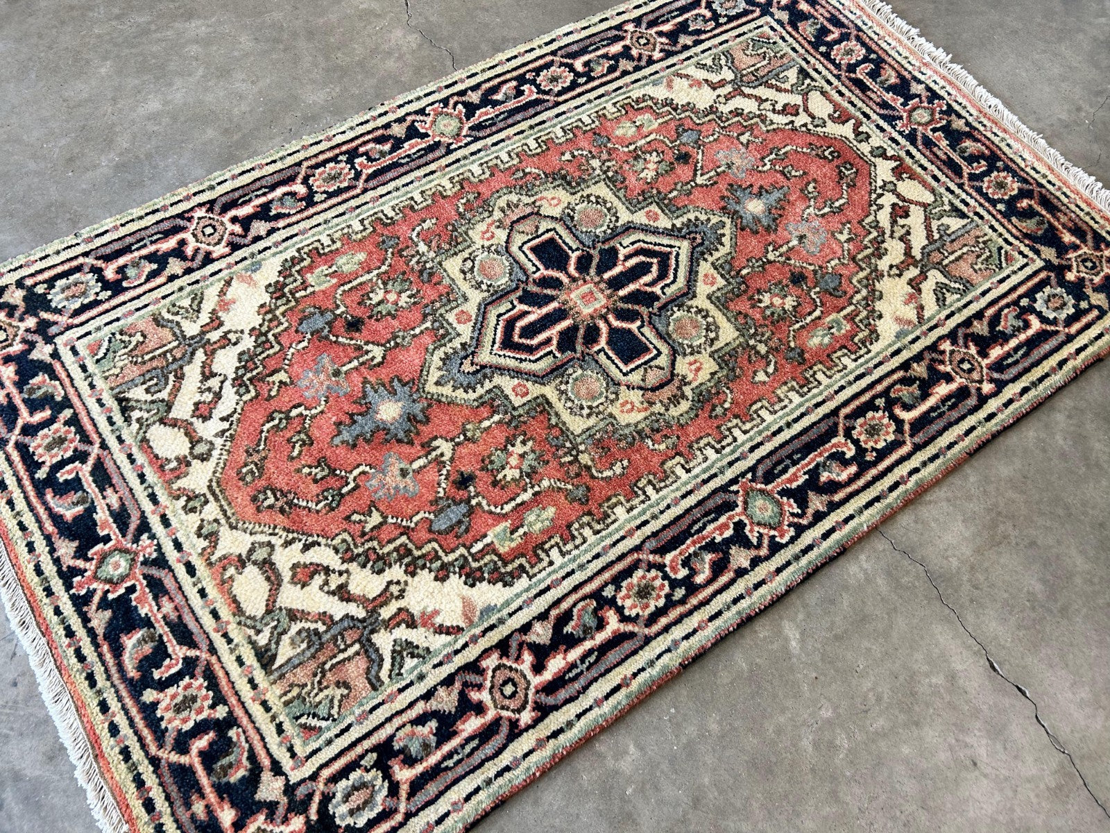 3'x5' Hand-Knotted 100% Wool Pile IndoSerapi Rug