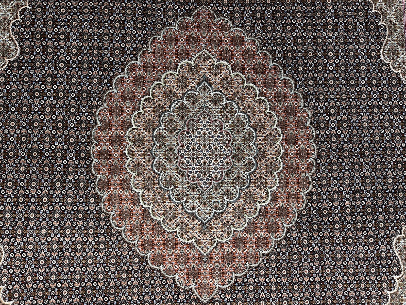 8'2"x11'5" Fine Hand-Knotted Wool & Silk Oriental Rug - Area Carpet