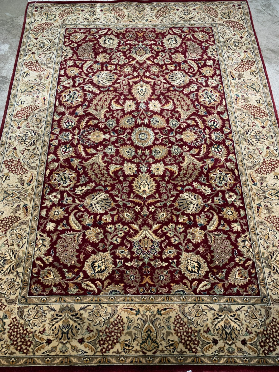 4'2"x6'0" Hand-Knotted Lahovere Vegetable-Dye 100% Wool Area Rug