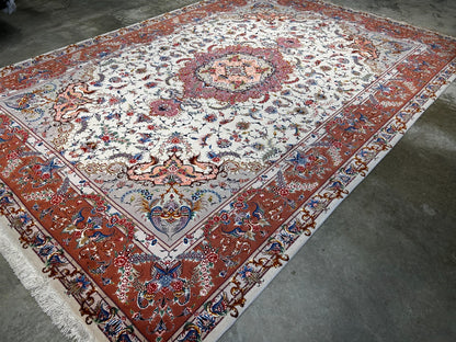 8'1"x11'7" Extra Fine Hand-Knotted Wool & Silk Oriental Rug - Area Carpet