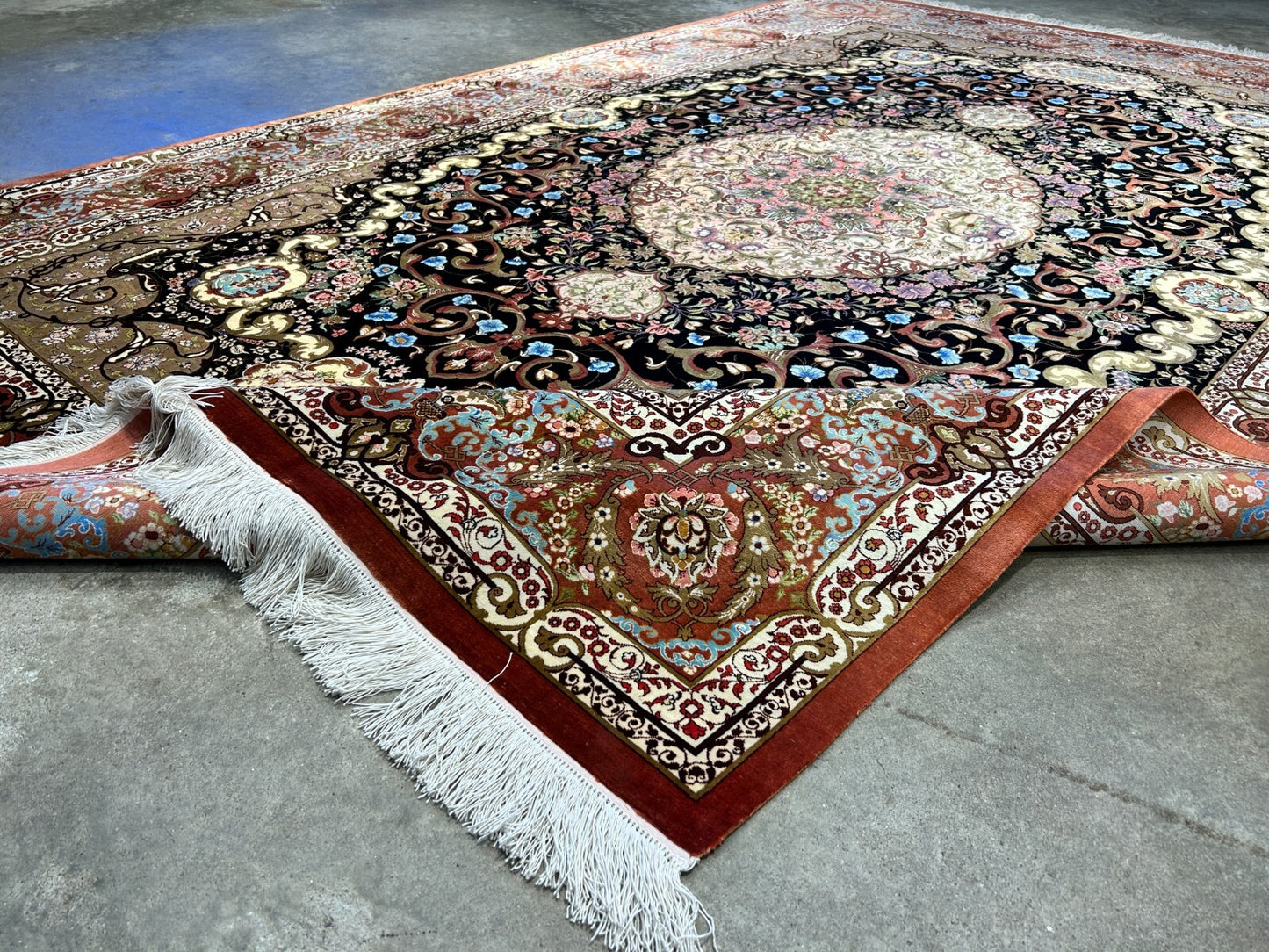 6'6"x9'6" Exquisite Extra-Fine Hand-Knotted 100% Silk Qume Carpet - Area Rug