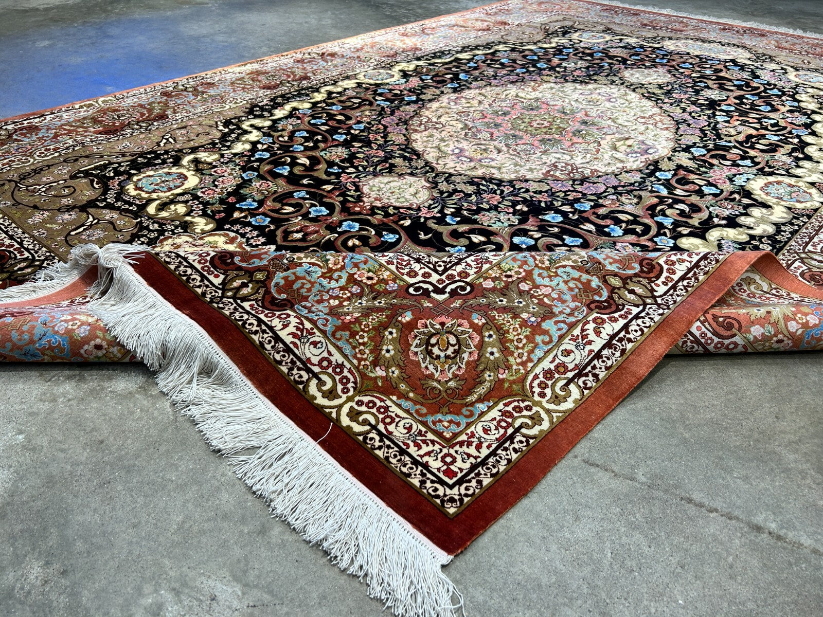 6'6"x9'6" Exquisite Extra-Fine Hand-Knotted 100% Silk Qume Carpet - Area Rug