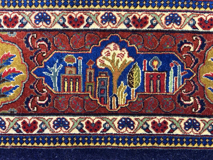 4'2”x 6'0" Antique Hand-Knotted 100% Lamb Wool Carpet - Kashane Area Rug