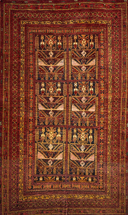 3'10"x6'3" Vintage Hand-Knotted 100% Wool Pile Oriental Area Rug - Carpet