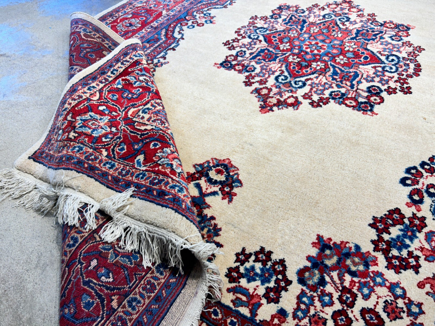 6'2"x9' Hand-Knotted 100% Wool Pile Sarouke Carpet - Area Rug