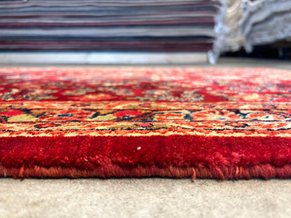 3'1"x4'1" Rare Size Antique Hand-Knotted 100% Wool Pile Sarouke Rug