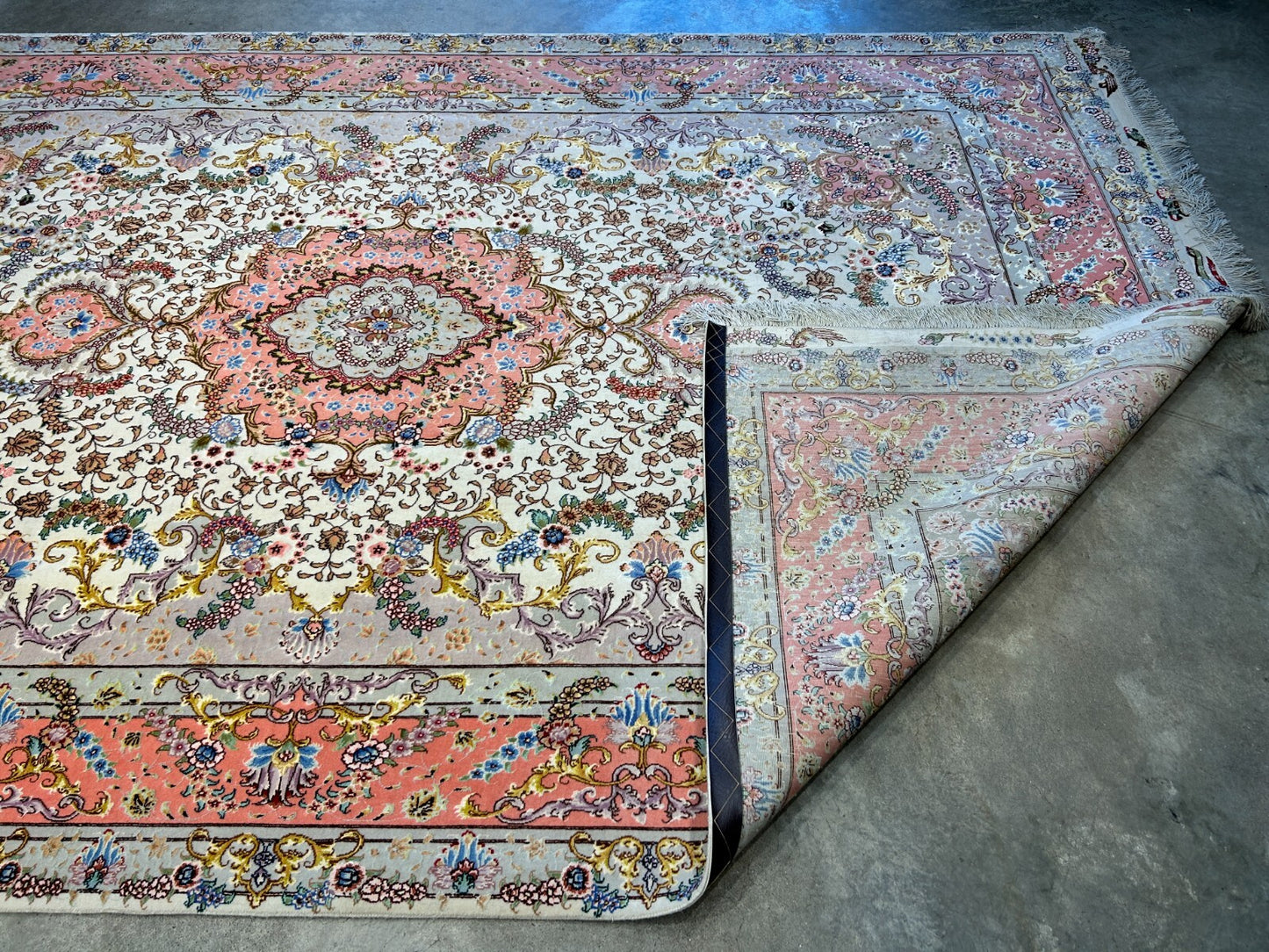 6'8"x10'3" Extra-Fine Signed Hand-Knotted Wool & Silk Tabrize Rug - Area Carpet