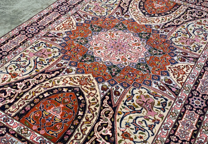 3'5"x5' Hand-Knotted Silk & Wool Tabrize Gonbadi Area Rug