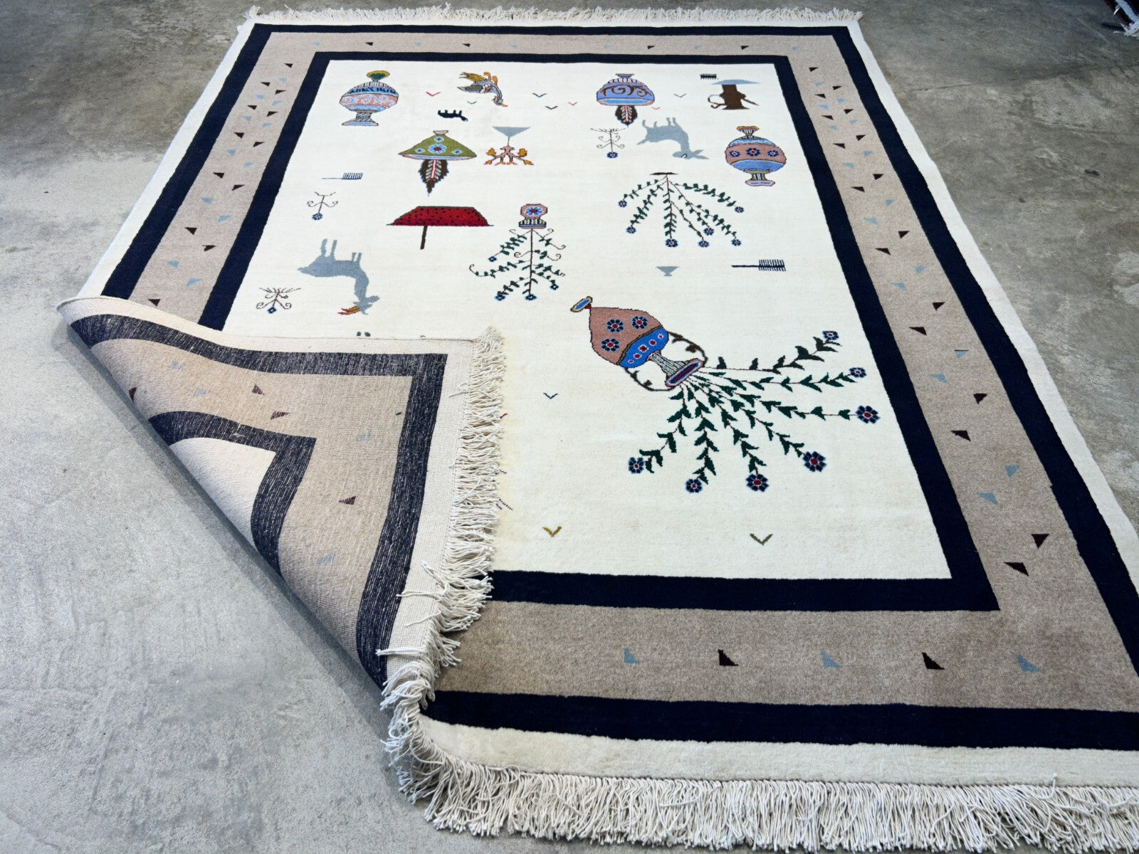 6'6"x9'1" Hand-Knotted 100% Wool Pile Gabeh Carpet - Area Rug