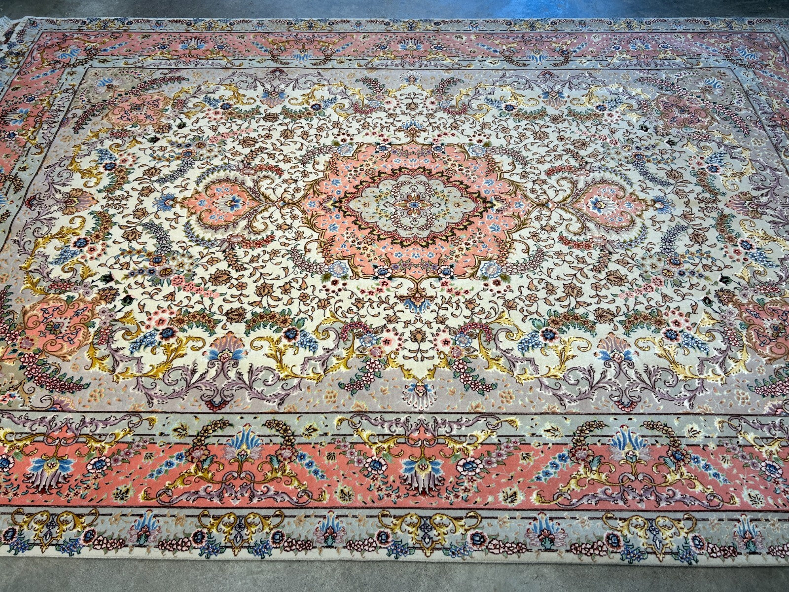 6'8"x10'3" Extra-Fine Signed Hand-Knotted Wool & Silk Tabrize Rug - Area Carpet