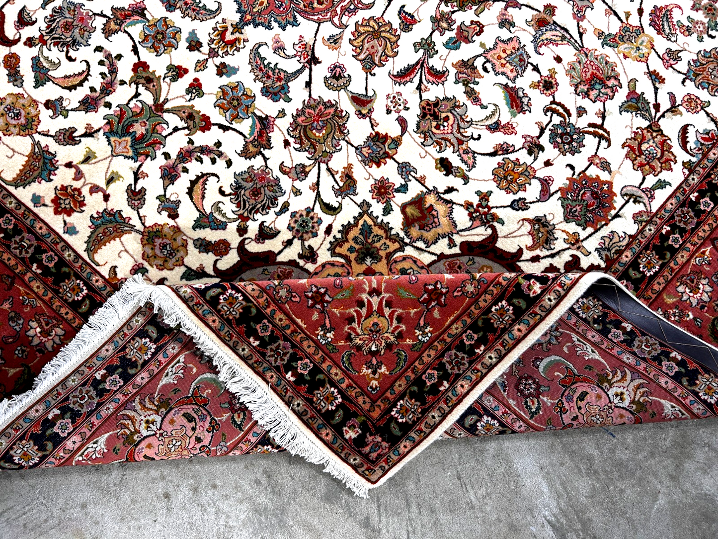 8'3"x11'3" Fine Hand-Knotted Wool & Silk Tabrize Rug