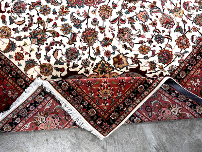 8'3"x11'3" Fine Hand-Knotted Wool & Silk Tabrize Rug