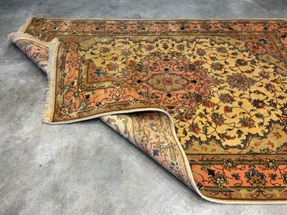 3'4"x6' Very Fine Hand-Knotted Wool & Silk Tabrize Rug