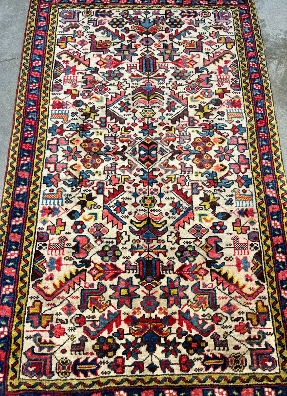 3'2"x5' Antique Hand-Knotted 100% Wool Pile Herize Bakhshayesh Rug