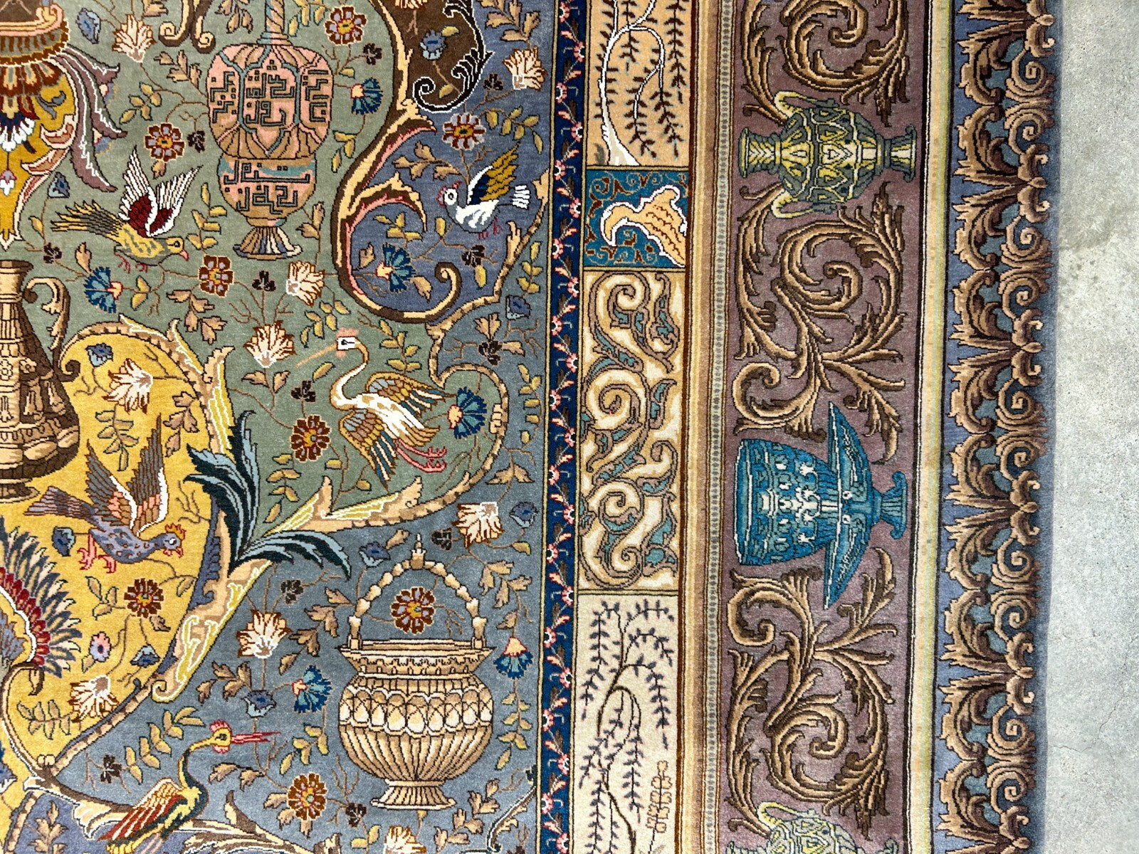 Exquisite 5'10"x8'3" Hand-Knotted Wool & Silk Blend Tabrize Carpet - Area Rug