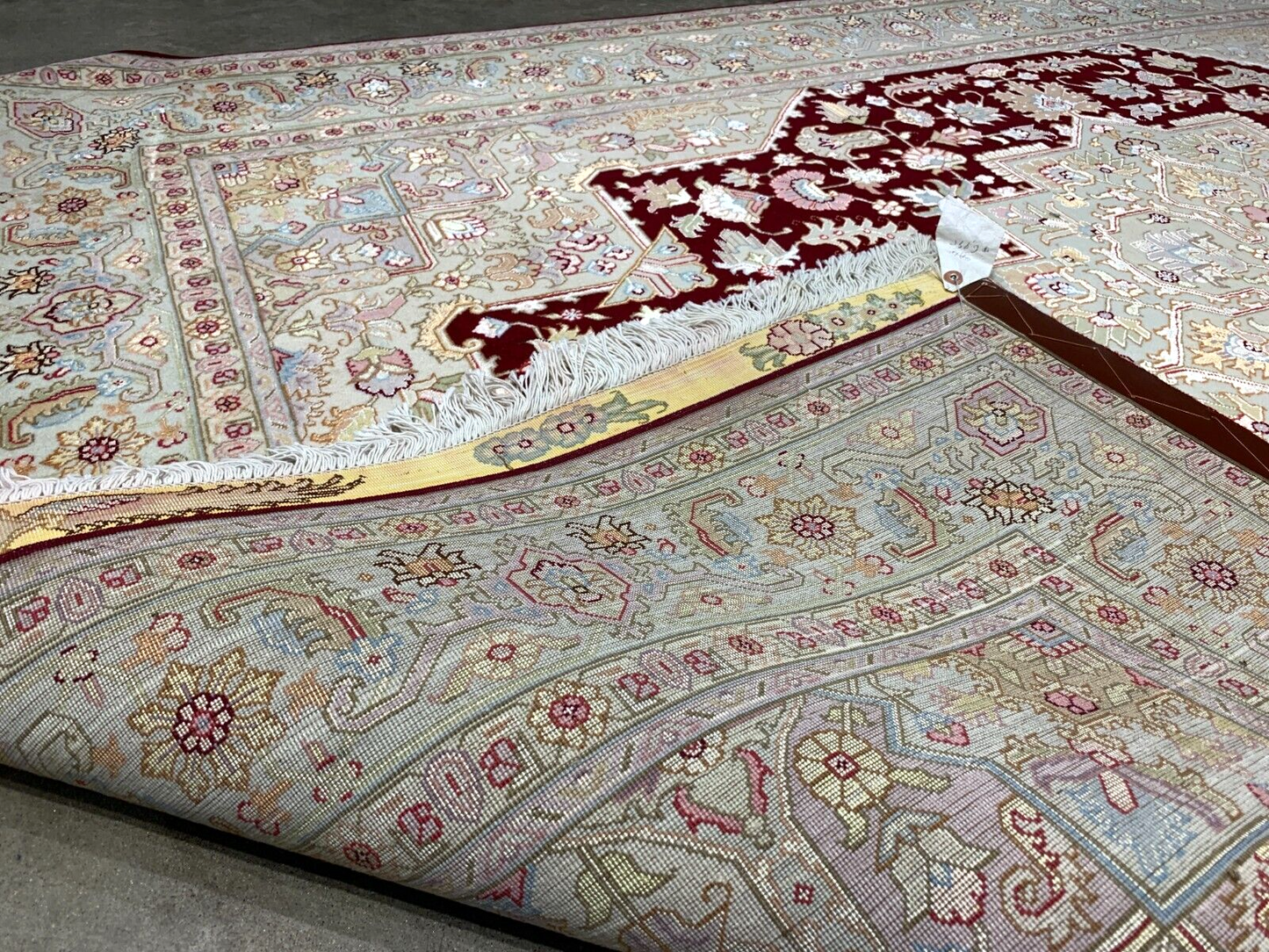 5'x7'1" Very Fine Hand-Knotted Wool & Silk Blend Tabrize Carpet - Area Rug