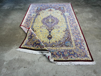 5'4"x8'2" Exquisite Extra-Fine Hand-Knotted 100% Silk Qume Carpet - Area Rug