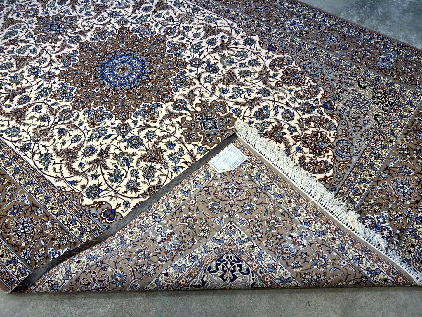 6'9"x10'6" Very Fine Hand-Knotted Wool & Silk Isfahane Rug - Area Carpet