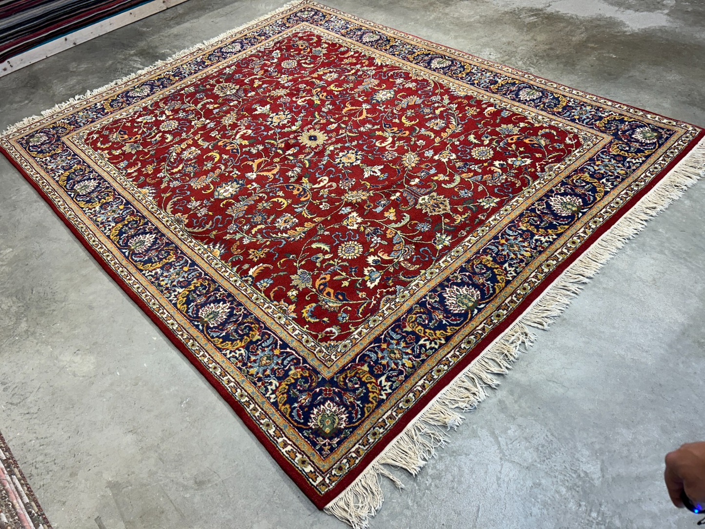7'11"x9'7" Hand-Knotted 100% Wool Pile Qume Rug