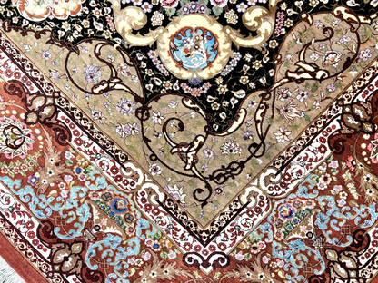 6'6"x9'6" Exquisite Extra-Fine Hand-Knotted 100% Silk Qume Carpet - Area Rug