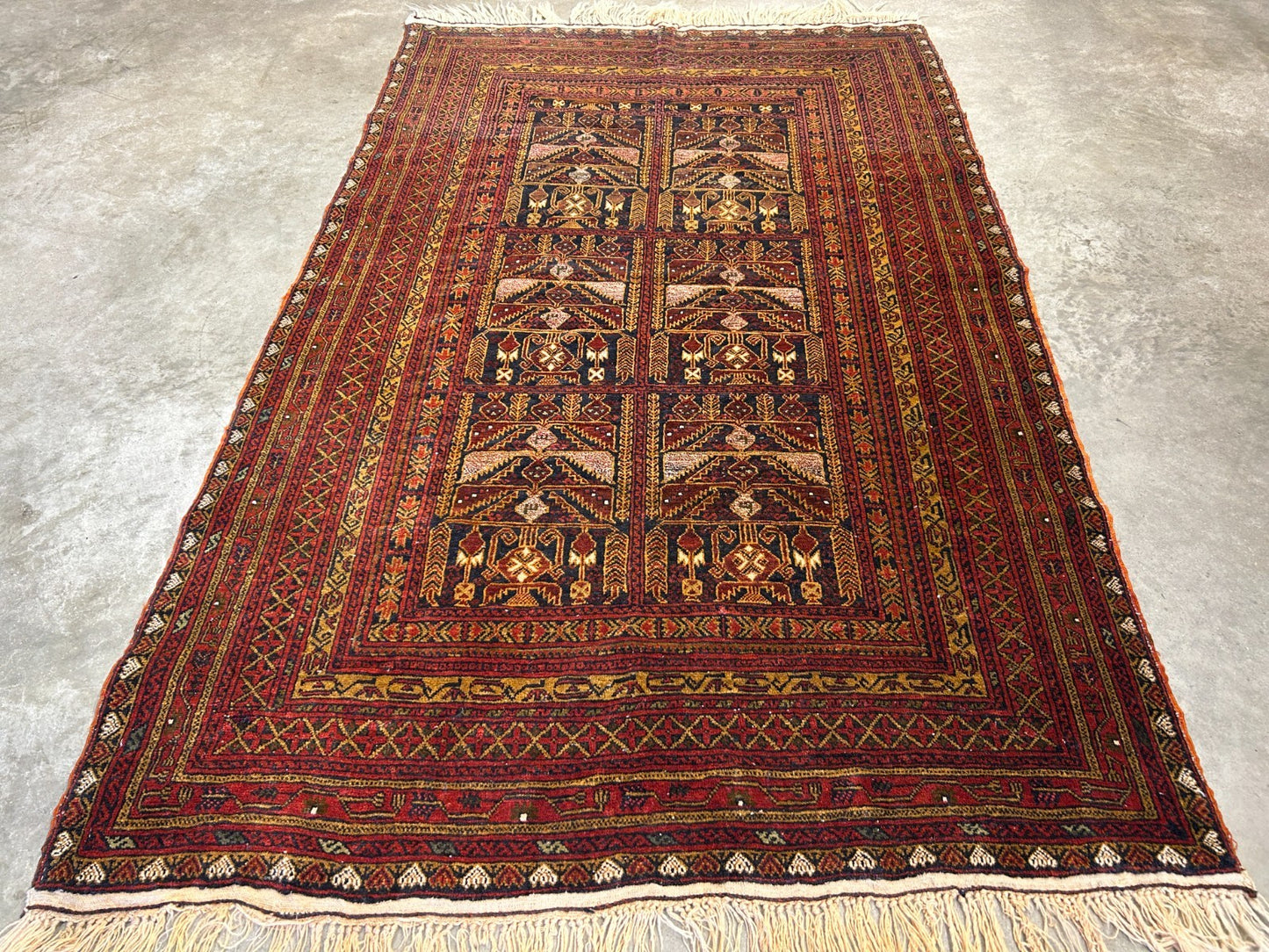 3'10"x6'3" Vintage Hand-Knotted 100% Wool Pile Oriental Area Rug - Carpet