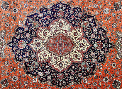 9'10"x13'11" Exquisite Signed Hand-Knotted 100% Silk Qume Rug