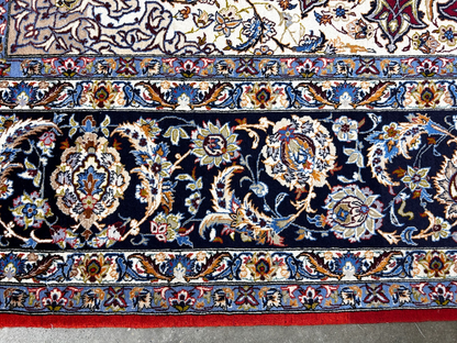 8'1"x11'6" Extra Fine Hand-Knotted Wool & Silk Isfahane Rug