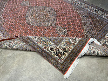 6'10"x10'1" Fine Hand-Knotted Wool & Silk Blend Tabrize Mahi Carpet - Area Rug
