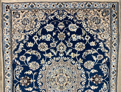 2'11"x4'1" Fine Hand-Knotted Wool & Silk Blend Naine Carpet - Area Rug