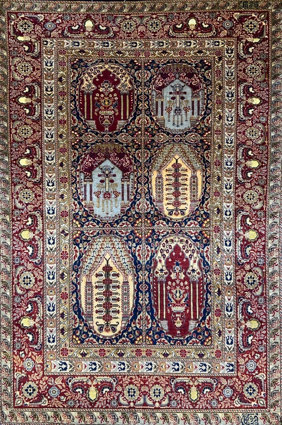 3'x4'5" Exquisite Fine Hand-Knotted 100% Silk Hereke Area Rug