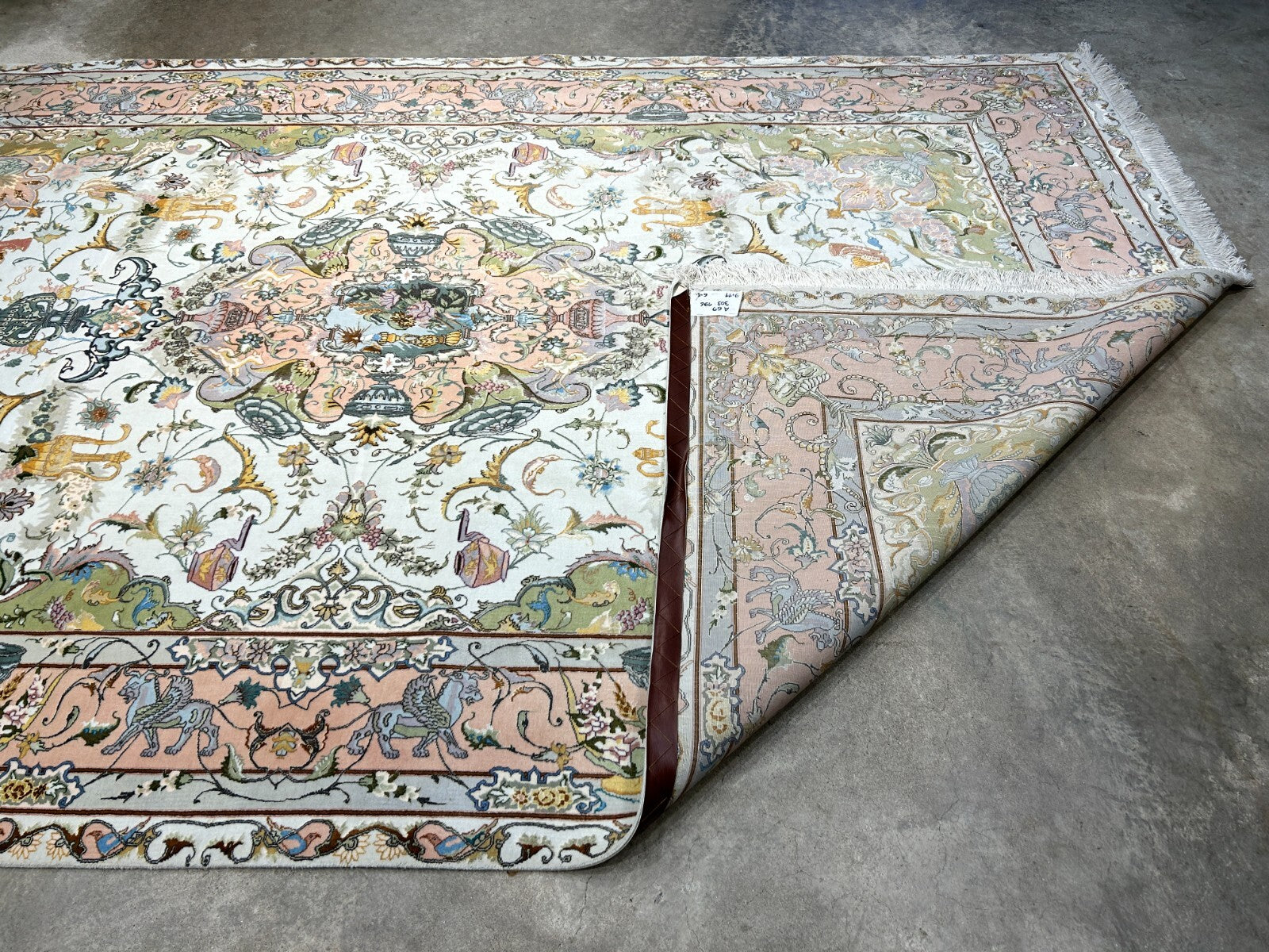 6'8"x10' Very-Fine Hand-Knotted Wool & Silk Blend Tabrize Carpet - Area Rug