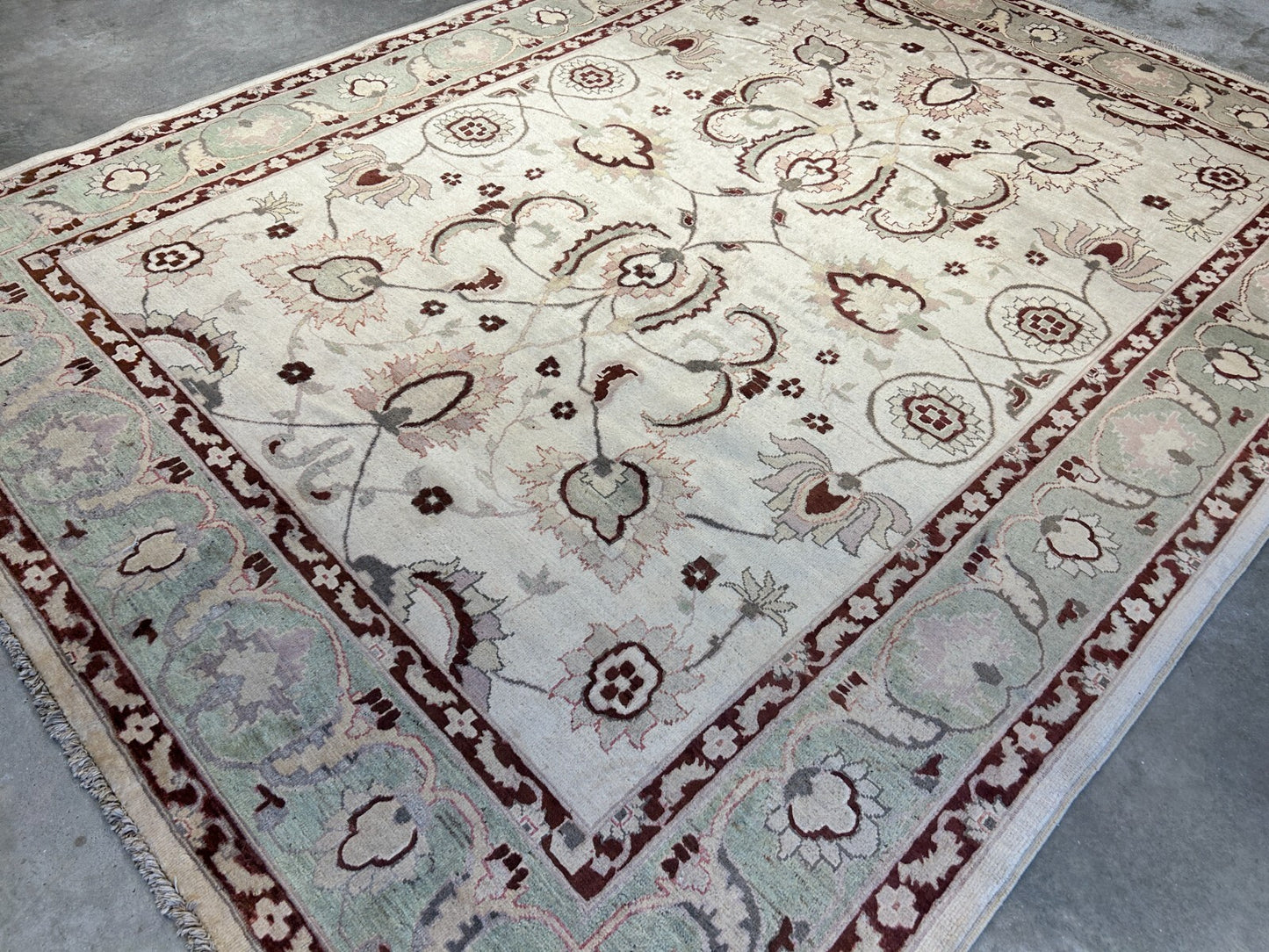 7'1"x9'1" Hand-Knotted 100% Wool Pile Indian Arut Carpet - Area Rug