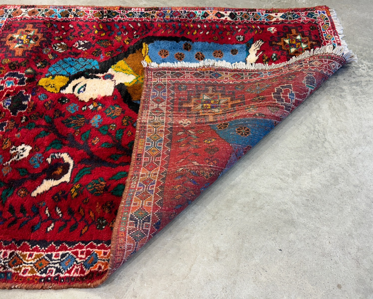 4'2"x5'3" Gorgeous Hand-Knotted 100% Wool Pile Pictorial Area Rug - Carpet