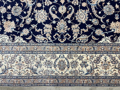 10'4"x14'3" Fine Hand-Knotted Wool & Silk Naine Rug
